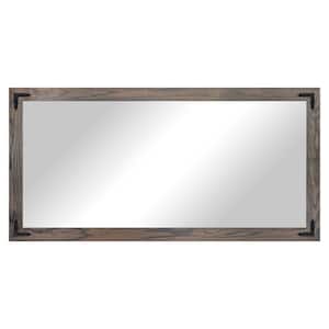 (33 in. W x 72 in. H) Carbon Grey Hardwood Rectangle Mirror with Decorative Corner Bracket