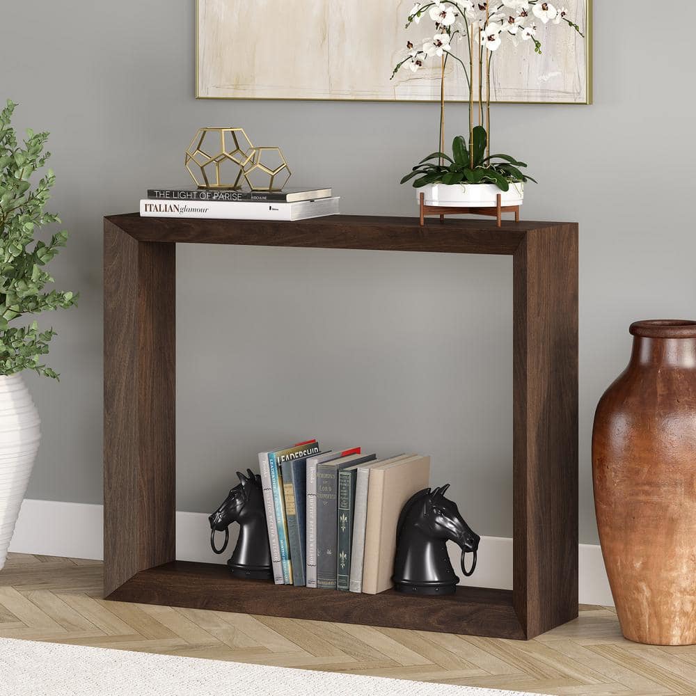 Alder Brown 36" Minimalist Rectangular Wood Hallway Table
