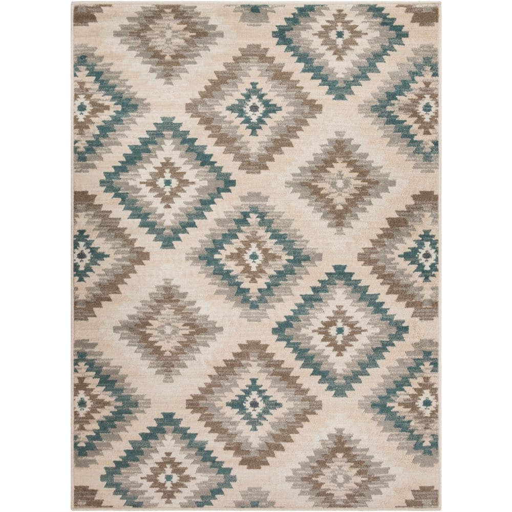 Artistic Weavers Eveline Teal 7 ft. 10 in. x 10 ft. 3 in. Ikat Area Rug