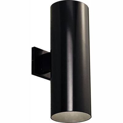 Cylinder Collection 6" Black Modern Outdoor LED Up/Down Wall Lantern Light