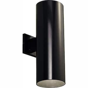 Cylinder Collection 6" Black Modern Outdoor LED Up and Down Light Aluminum Wall Lantern
