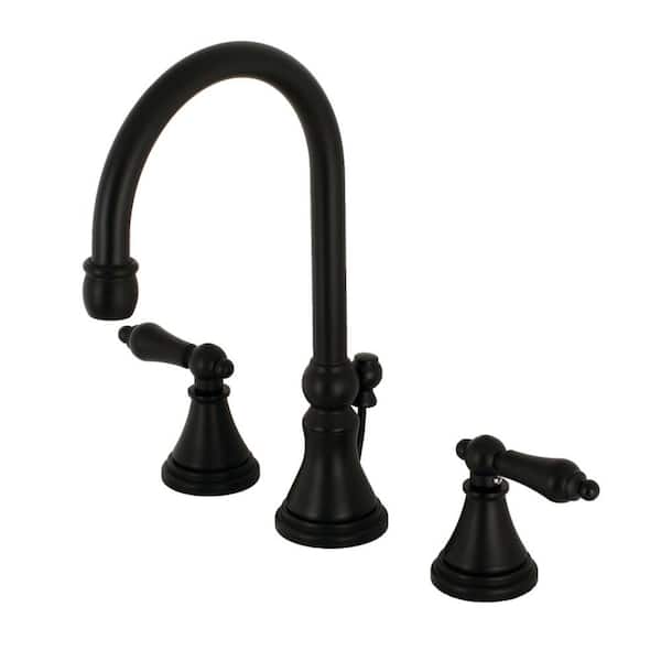 Kingston Brass Governor 8 in. Widespread 2-Handle High-Arc Bathroom Faucet in Matte Black