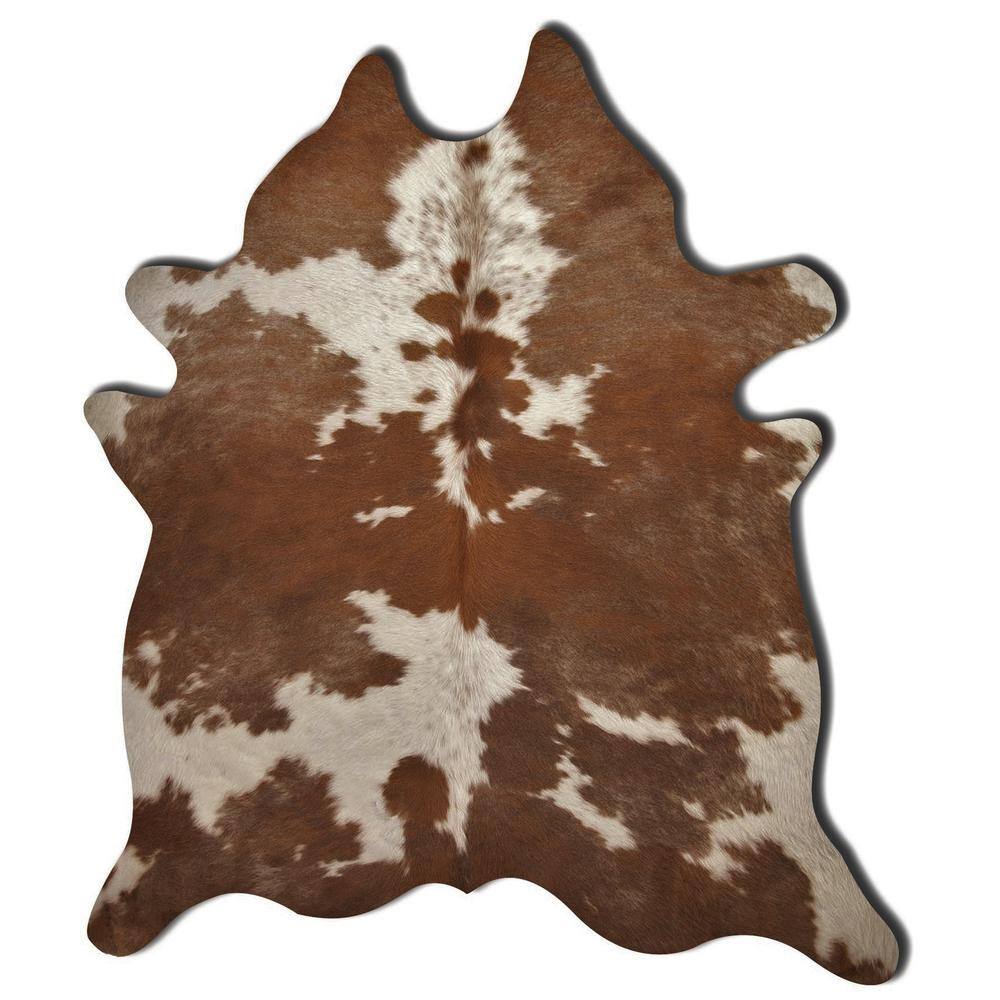 Handmade Brown and White Cowhide Area Rug, 6' x 7'