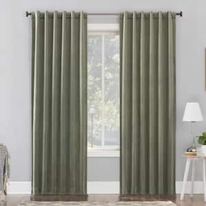 Amherst Velvet Noise Reducing Thermal Moss Green Polyester 50 in. W x 84 in. L Blackout Curtain Double Panel