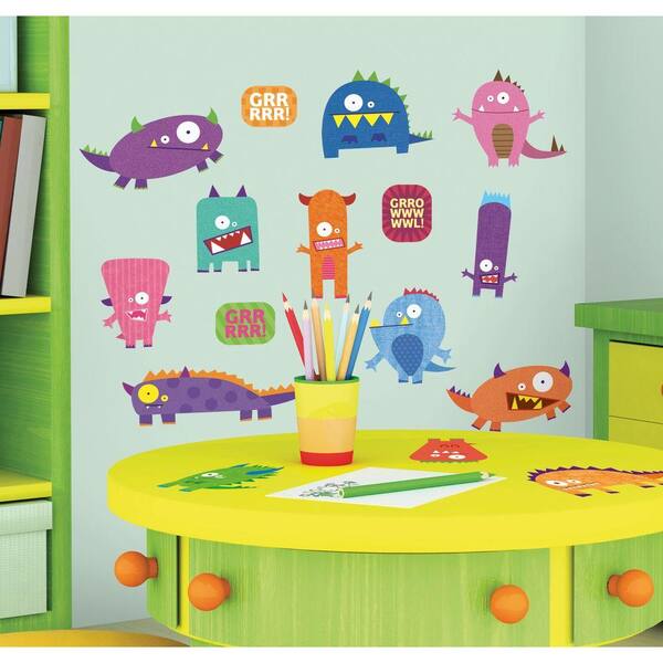 RoomMates 10 in. x 18 in. Monsters 35-Piece Peel and Stick Wall Decals