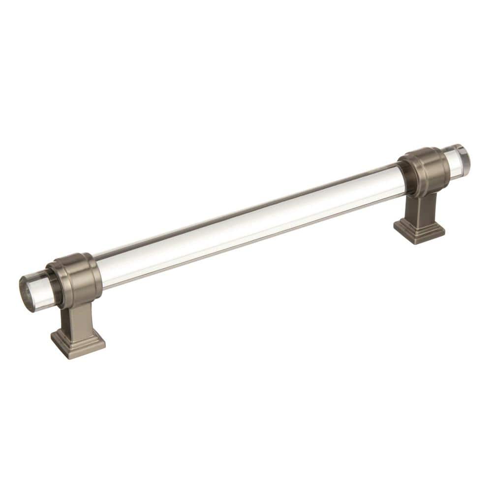 Glacio 6-5/16 in. (160mm) Modern Clear/Satin Nickel Bar Cabinet Pull