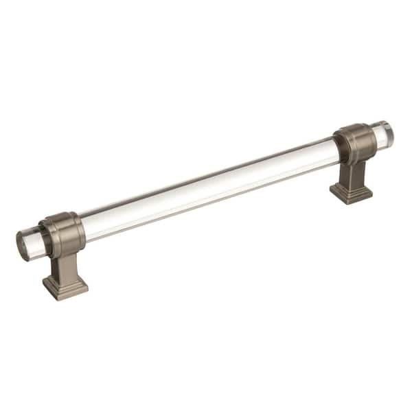 Amerock Glacio 6-5/16 in. (160mm) Modern Clear/Satin Nickel Bar Cabinet Pull