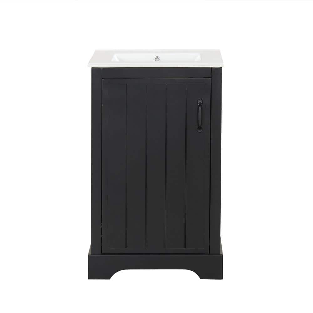 20 in. Single Sink Freestanding Black Bath Vanity with White Ceramic Top Unassembled price history on PriceWatchPro