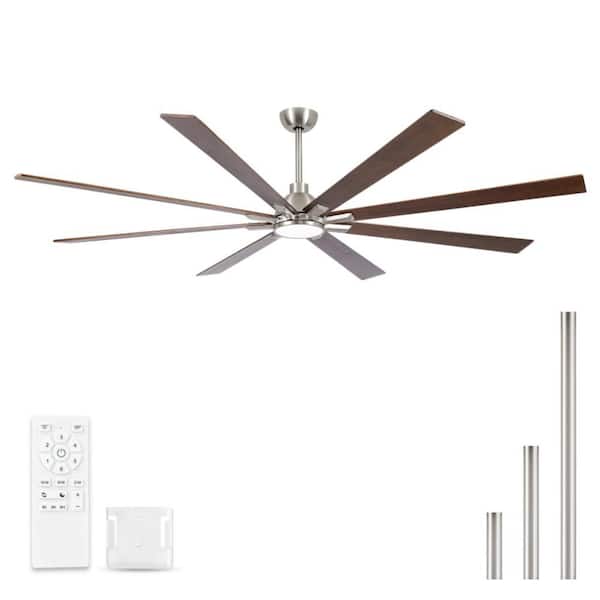 Realmate Oversized 84 in. Integrated LED Indoor Nickel Standard Ceiling Fan with Remote, 8-Wood Blades and Reversible Motor