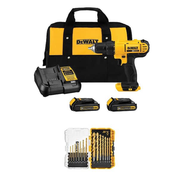 20V MAX Lithium-Ion Cordless 1/2 in. Drill/Driver and Drill Bit Set (21-Piece) with (2) 1.3Ah Batteries, Charger and Bag