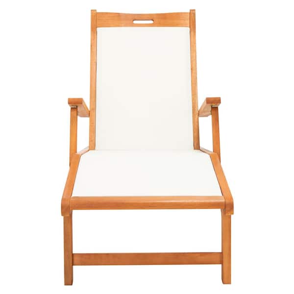SAFAVIEH Kamson Beige Eucalyptus Wood Outdoor Lounge Chair without Cushion (1-Piece)