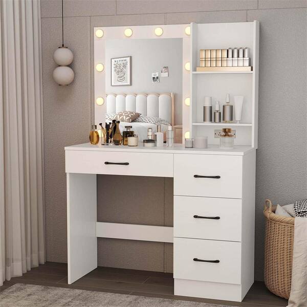 thumbnail image 2 of Costway Vanity Desk With Mirror & Lights Makeup Table With Power Outlets & 7 Drawers 2 of 14