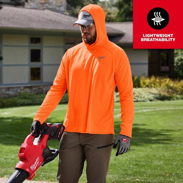 Milwaukee Men's WORKSKIN Orange XL Hooded Sun Shirt M550A-XL - The