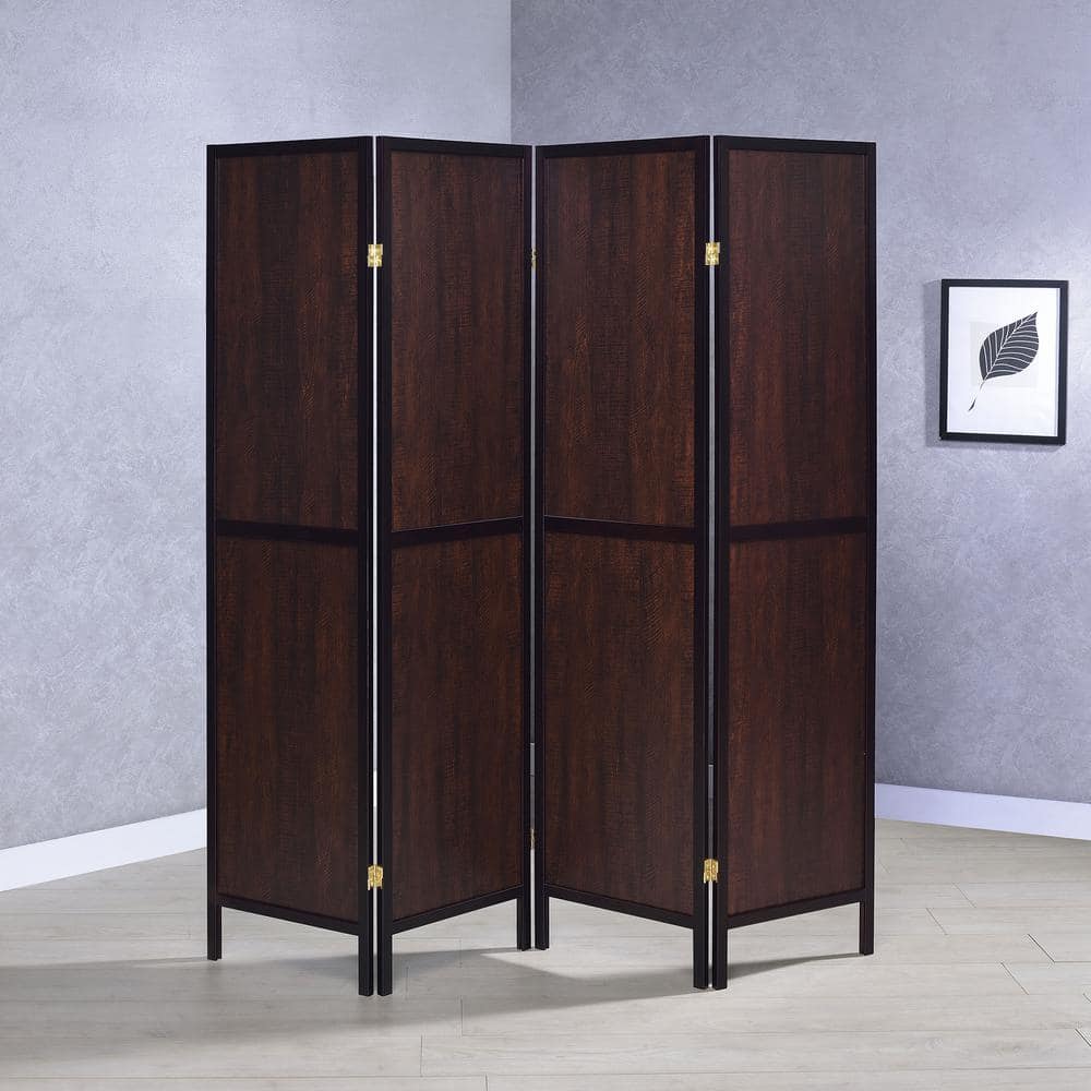 Deepika 70" Brown Tobacco 4-Panel Folding Screen