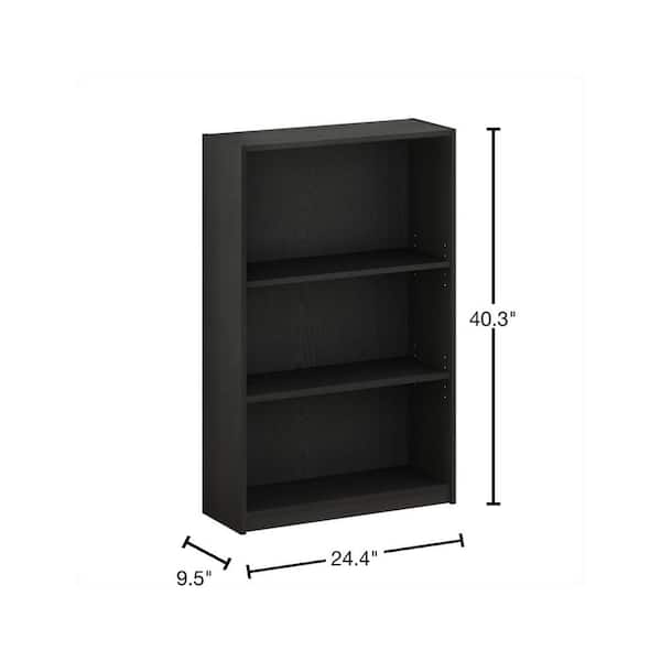 StyleWell 43 in. Black 3-Shelf Basic Bookcase with Adjustable