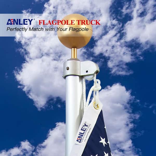 ANLEY Authentic FlagPole Truck with Nylon Pulley & Gold Ball Topper A. FlagPole.Truck+TB - The Home Depot