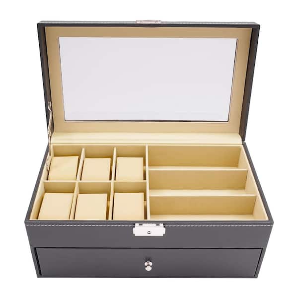 THE HOUR GLASS ギフトボックス 20 Watch Box with Glass Top and Clock in Cherry Wood – The