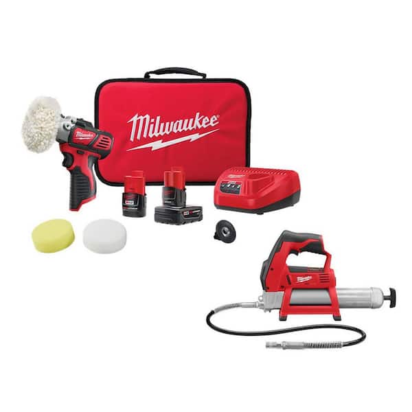 M12 12V Lithium-Ion Cordless Variable Speed Polisher/Sander Kit with Grease Gun
