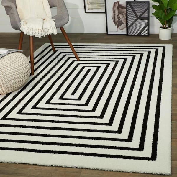 Burgess White 5 ft. x 7 ft. Contemporary Area Rug