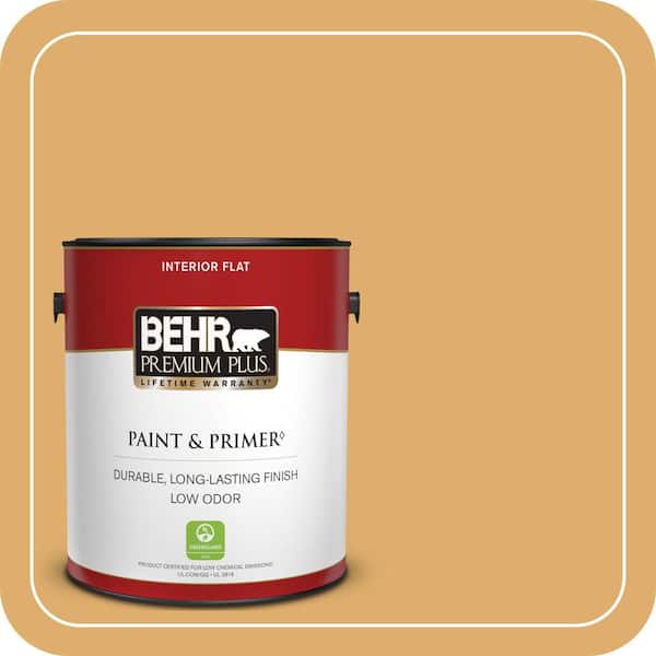 BEHR PREMIUM PLUS 1 gal. #320D-5 Sweet Maple Flat Low Odor Interior Paint & Primer