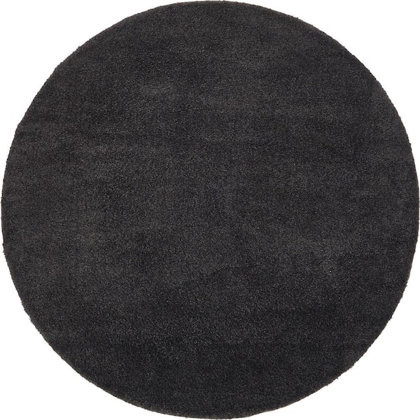 Unique Loom Solo Calabasas Charcoal 8' 0 x 8' 0 Round Rug