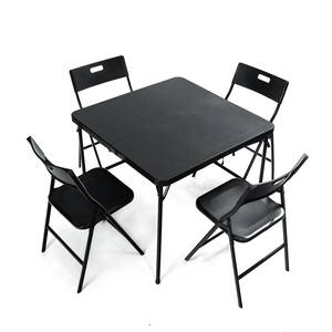 Warren 5-Pieces Plastic and Metal Frame Folding Table and Chair Set for Outdoor Garden Porch Balcony Lawn