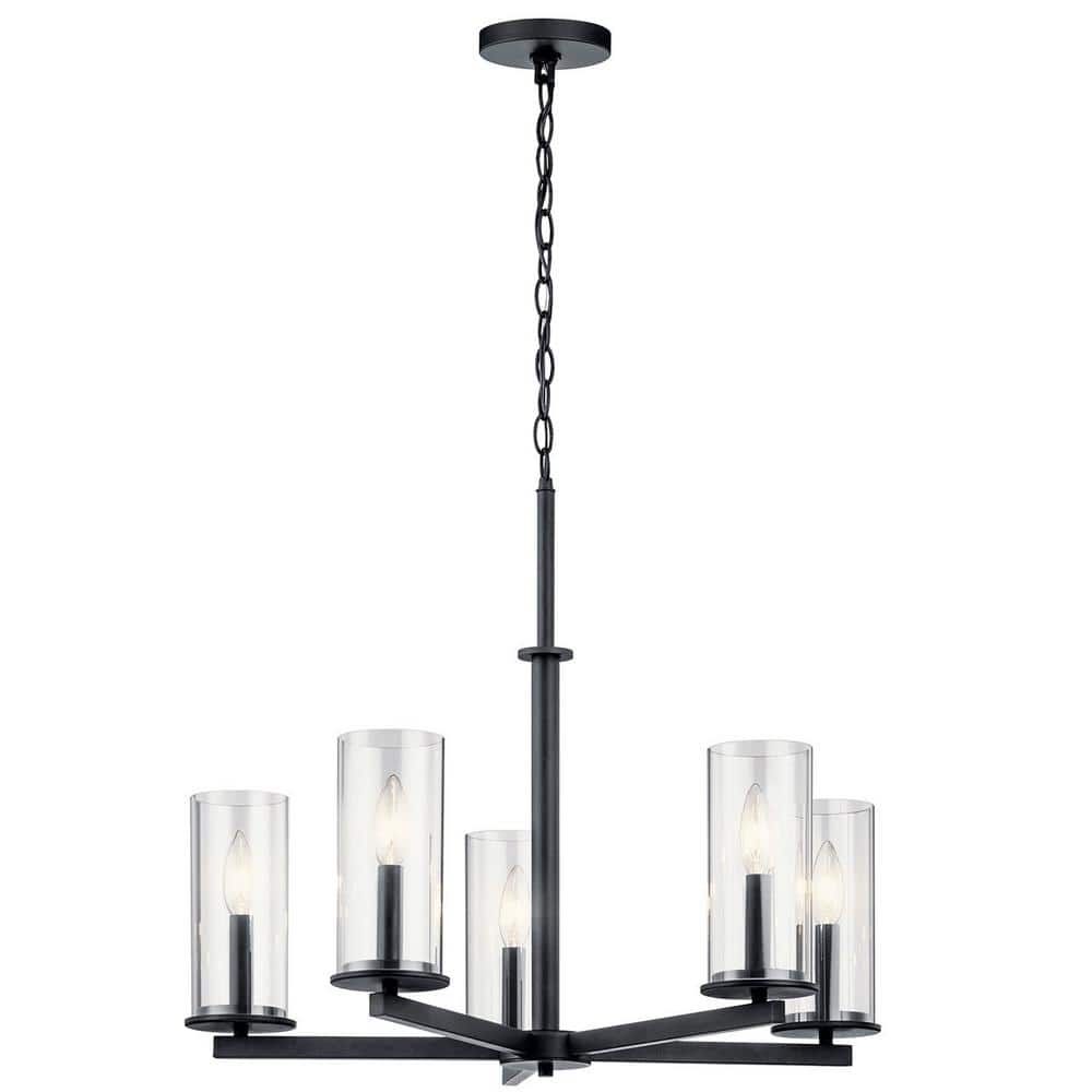 Crosby 26.25 in. 5-Light Black Contemporary Candlestick Cylinder Chandelier for Dining Room price history on PriceWatchPro