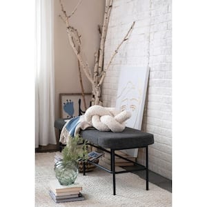 Charcoal Gray and Black 55.12 in. Bedroom Bench