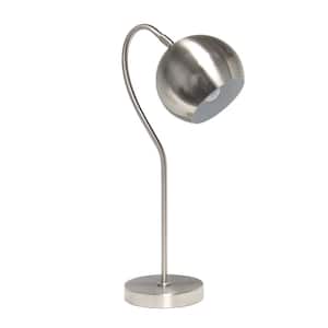 20 in. Brushed Nickel Mid Century Curved Table Lamp with Dome Shade