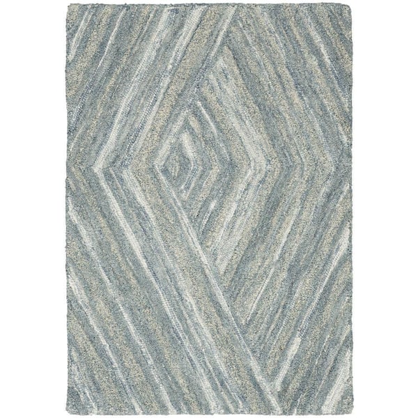 Graceful Blue 5 ft. x 7 ft. Geometric Contemporary Area Rug