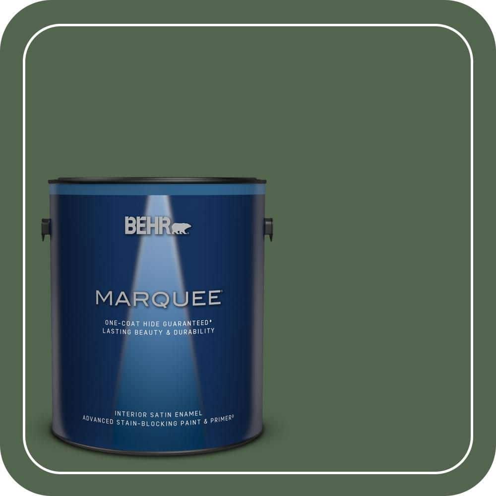 1 gal. #S410-7 Equestrian Green One-Coat Hide Satin Enamel Interior Paint & Primer price history on PriceWatchPro