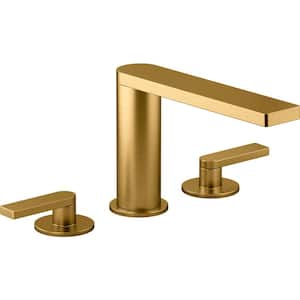Composed 2-Handle Deck Mount Roman Tub Faucet with Lever Handles in Vibrant Brushed Moderne Brass