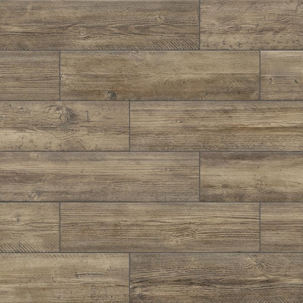 Florida Tile Home Collection Tahoe Cedar Brown 6 in. x 24 in. Porcelain Floor and Wall Tile (14 sq. ft./Case)
