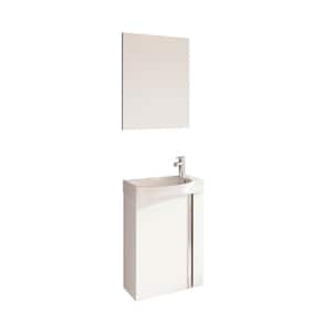Elegance 18 in. W x 10 in. D x 24 in. H . Single sink Bath Vanity in White with White Vanity Top and Mirror