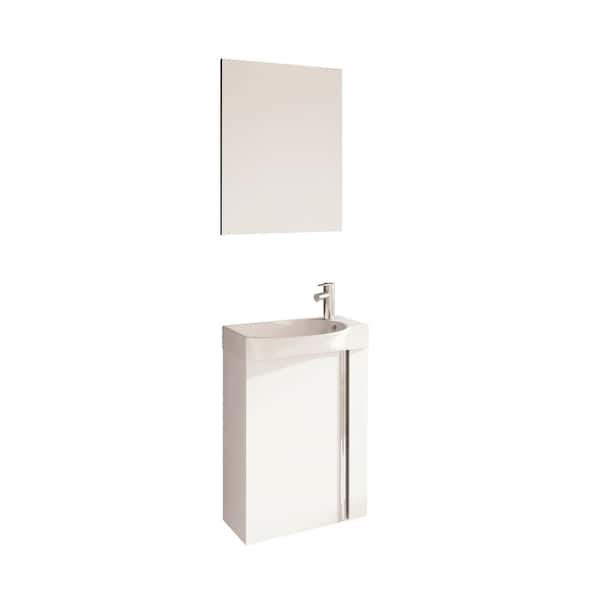ROYO Elegance 18 in. W x 10 in. D x 24 in. H . Single sink Bath Vanity in White with White Vanity Top and Mirror
