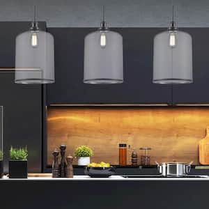 Dorina 1-Light Black Mason Jar Hanging Pendant Light Fixture with Clear Glass Shade