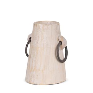 Monique Small Light Brown with Handles Wood Pot