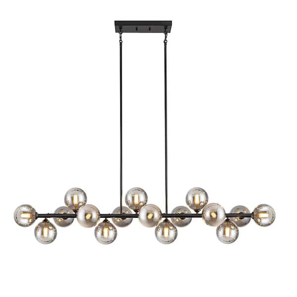 16 light Matte Black Sputnik Bubble Chandelier Linear Chandelier for Dining Room Kitchen Island with no bulbs included