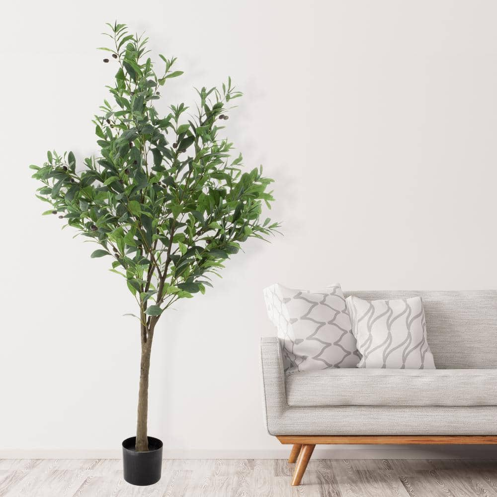 Pure Garden 6 ft. Indoor/Outdoor Artificial Olive Tree - Potted Faux ...