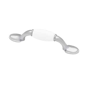 Liberty Ceramic Insert Spoon Foot 3 in. (76 mm) Chrome and White Cabinet Drawer Pull