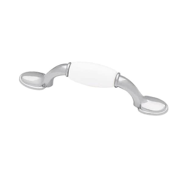 Liberty Liberty Ceramic Insert Spoon Foot 3 in. (76 mm) Chrome and White Cabinet Drawer Pull