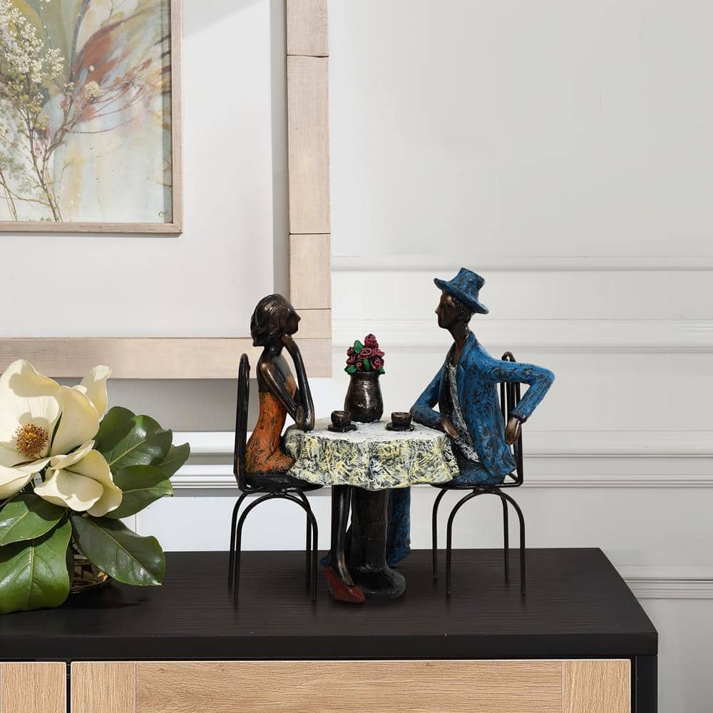 Romantic Couple Date Night Resin Figurine with Table