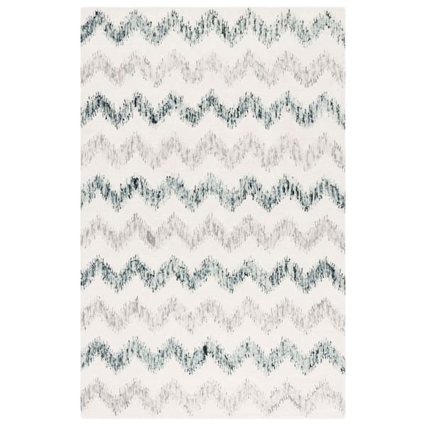 Soho 8 ft. x 10 ft. Ivory/Gray Geometric Zig-Zag Area Rug