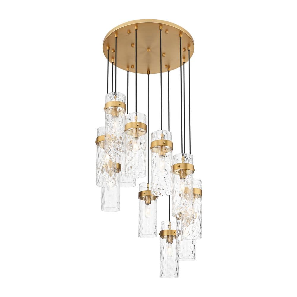 Fontaine 11 Light Rubbed Brass Chandelier for Indoor Use with No Bulbs Incl