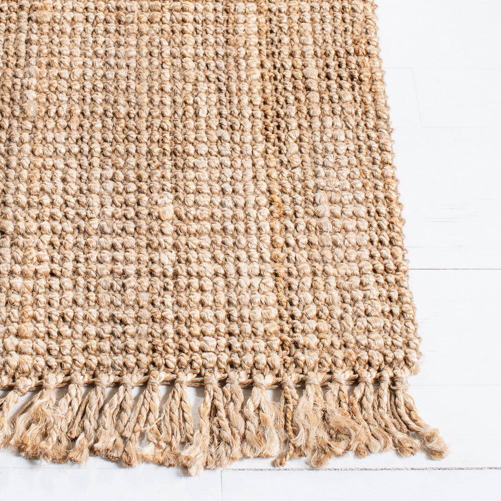 Natural Jute Handwoven Flat Woven Runner Rug with Fringe