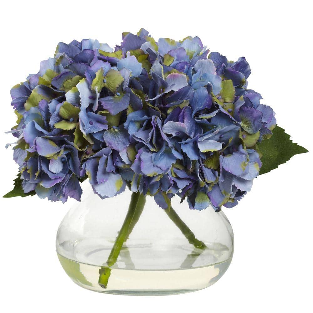 Nearly Natural Blooming Artificial Hydrangea with Vase 1356-BL - The ...