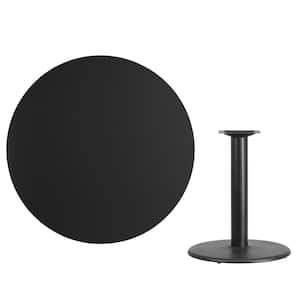 Classic Black Wood Pedestal Base Dining Table Seats 4