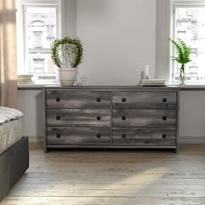 Bancroft Rustic Oak 6-Drawer 17.25 in. D x 60 in. W x 29 in. H Dresser