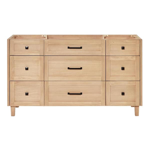 ARIEL Monroe 60 in. W x 21.5 in. D x 34.5 in. H Bath Vanity Cabinet without Top in Oak