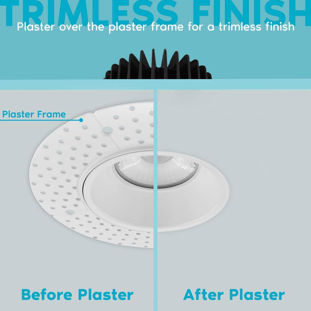 White Aluminum Trimless LED Recessed Lighting Kit